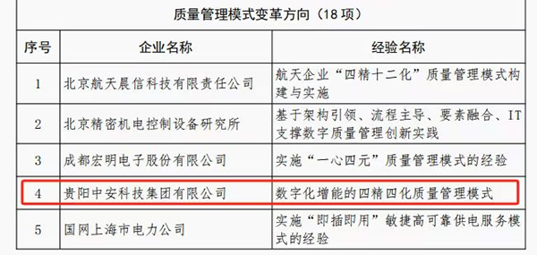 质量立业，标杆引领 中安科技集团荣获中国“2024年质量标杆典型经验”